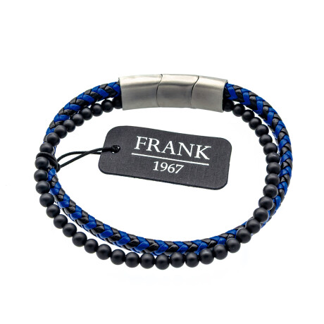 Pulsera de cuero, acero y piedra, FRANK Pulsera de cuero, acero y piedra, FRANK