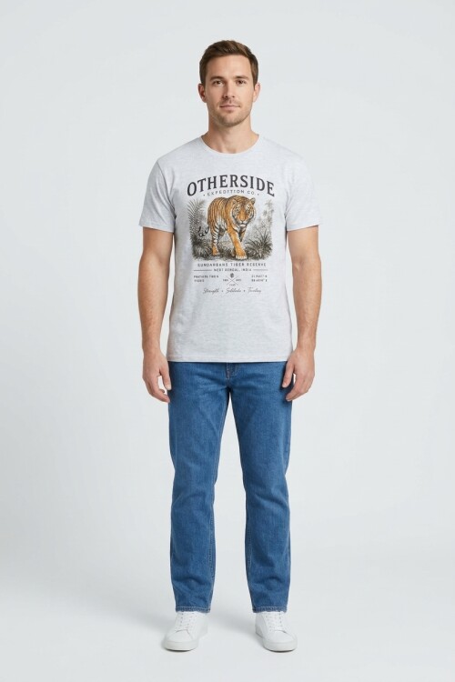 Camiseta estampada Tigre GRIS MELANGE