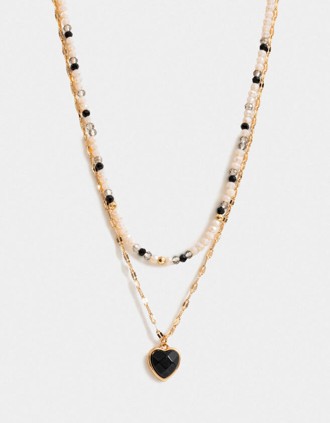 Collares Cortos Con Piedra Natural Collar Corto Bañado En Oro Con Piedra Natural - Dorado