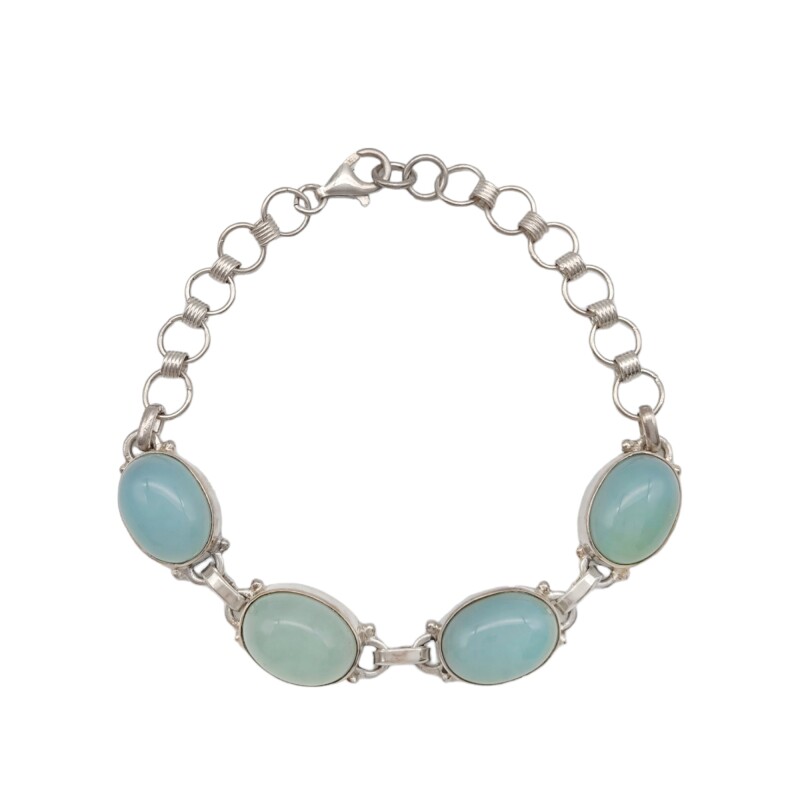 Pulsera Oval-Plata 925-Piedra calcedonia-PU3491 conpiedra