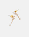 Aros Colgantes Cortos Strass Aros Con Cubic Zirconia - Dorado