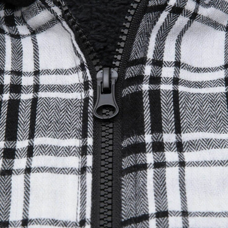 Campera Camisa Leñadora Cangurito Capucha Con Cierre Blanco