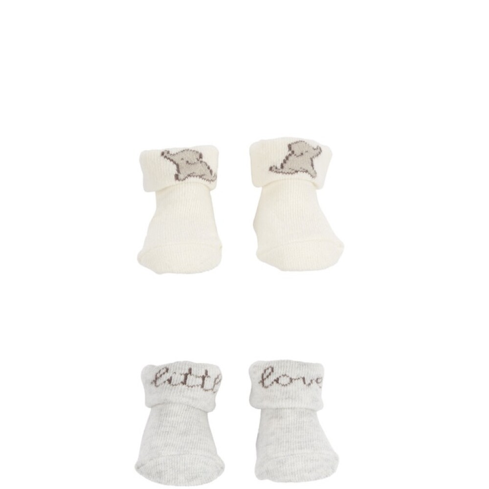 Pack x2 medias tipo escarpines CARTERS blanco elefante