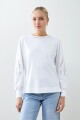 Sweatshirt con calados bordados blanco