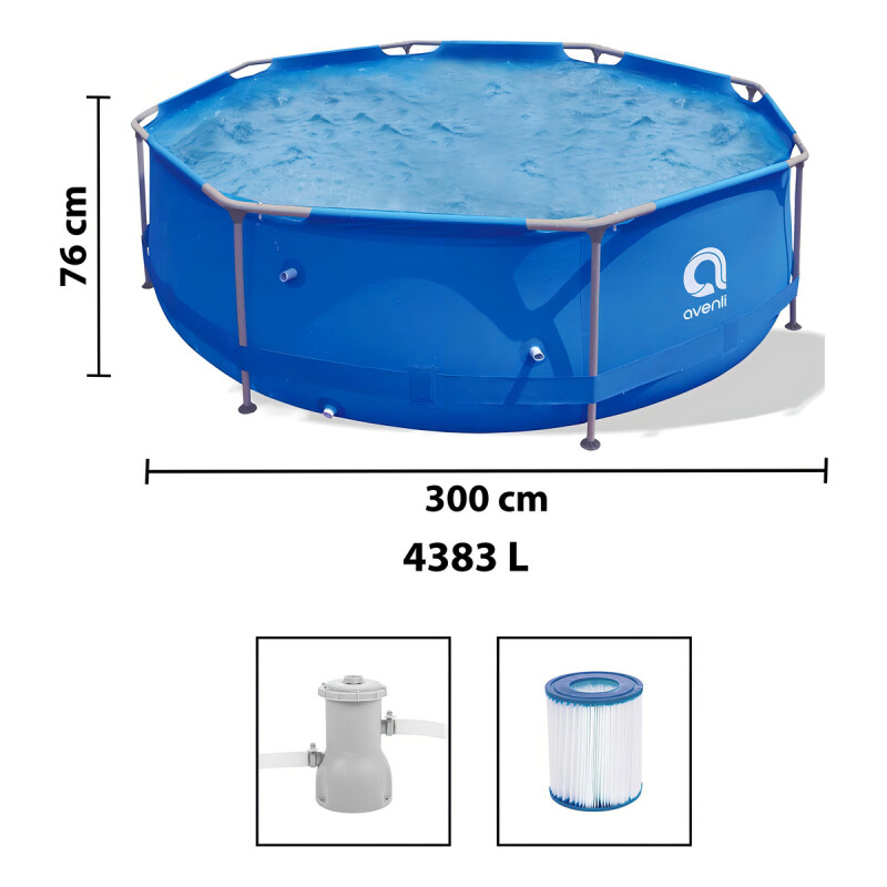 Pileta Estructural Jilong Avenli Reforzada 4.383 Litros 3.05m de diámetro C/Bomba y Filtro Pileta Estructural Jilong Avenli Reforzada 4.383 Litros 3.05m De Diámetro C/bomba Y Filtro