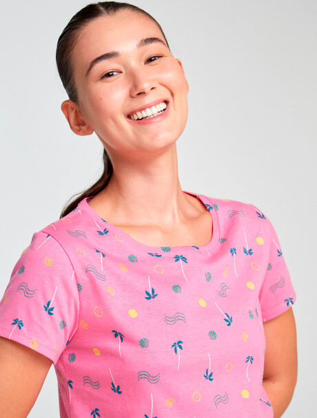 CAMISETA FEMENINA ESTAMPADA ROSA