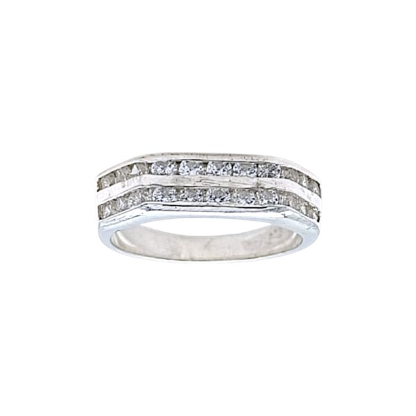 Anillo Dos Líneas-Plata 925-Con Zirconia-AN4610 conpiedra