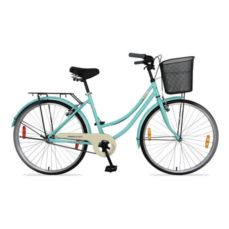 Bicicleta de paseo Baccio Siena Vintage rodado 26 con canasto y parrilla VERDE AGUA