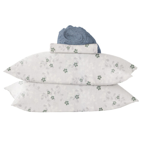 Juego de Sabanas 2 Plazas Suaves Estampado Calidad Frescas Variante Diseño Flores Color Azul