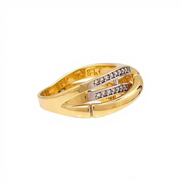 Anillo Cruzado Brillante-Oro bajo-Piedra Zirconia-AN8242 conpiedra