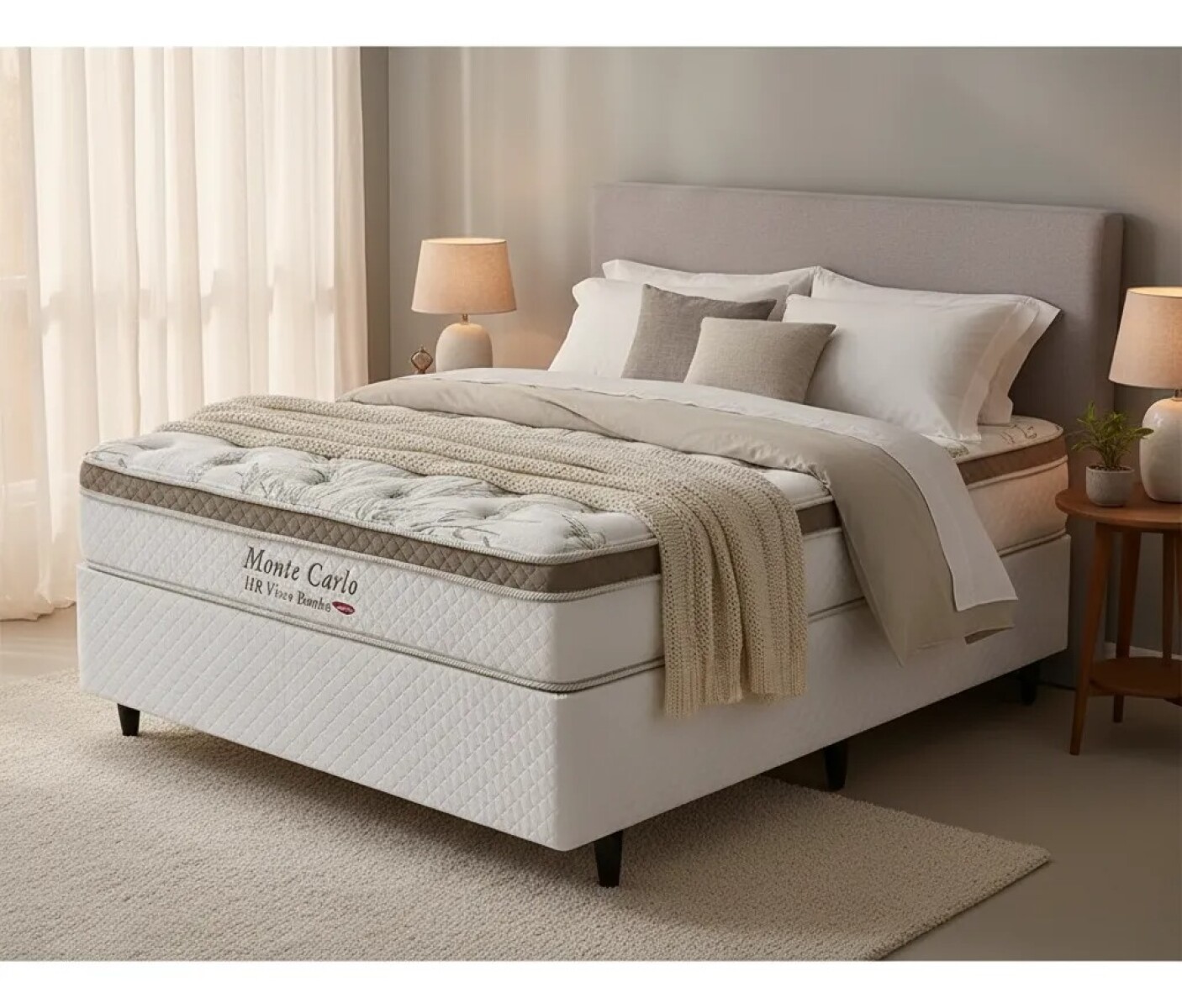 CONJUNTO SOMMIER 2 PLAZAS - 1.40 x 1.90mts - COLCHON DE RESORTES SISTEMA POCKET 