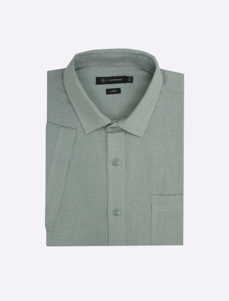 Camisa m/c lino verde