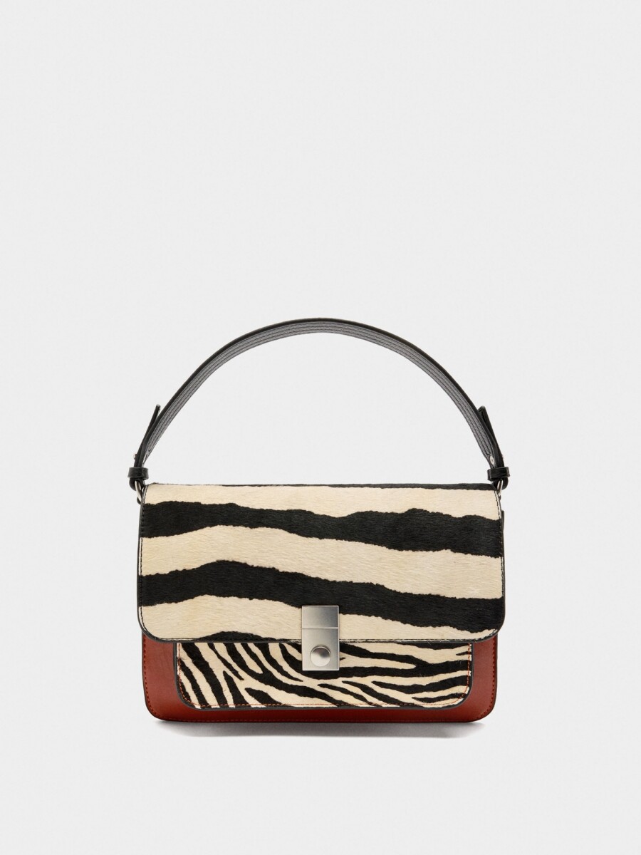 Bolso De Hombro Con Detalles De Piel burdeos