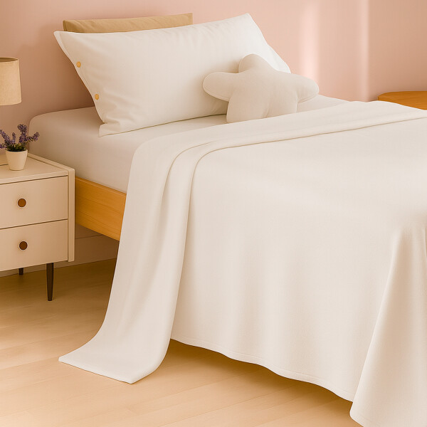 Manta Polar 1 Plaza 180x130Cm Polyester Suave Compacta Color Blanco