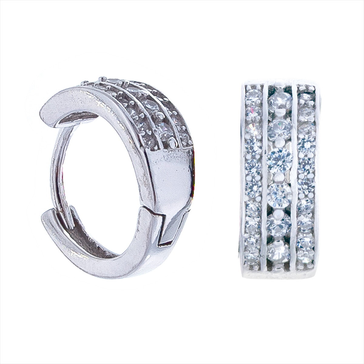 Par de aros de plata 925 con circonias. 