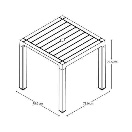 Mesa de jardín cuadrada Rimax Baru 75x75cm Marrón