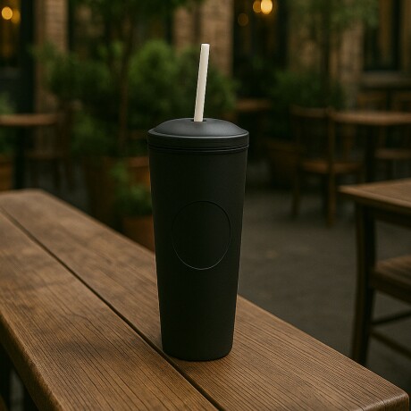 Vaso Reutilizable con Sorbito Negro