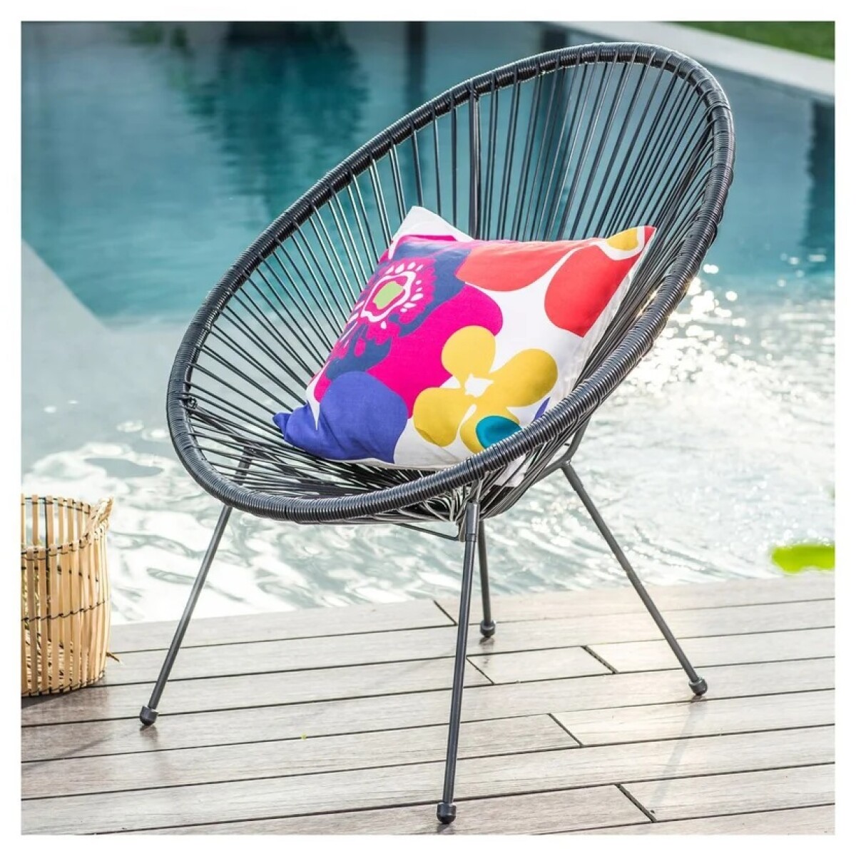 SILLA HONGUITO DE JARDIN COZUMEL DE RATTAN NEGRO 