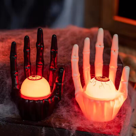 Manos esqueléticas decorativas Halloween con luz LED Blanco