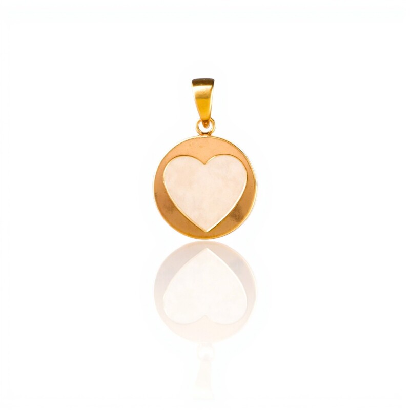 Dije Corazón-Oro bajo-Piedra Nácar-CP8570 conpiedra