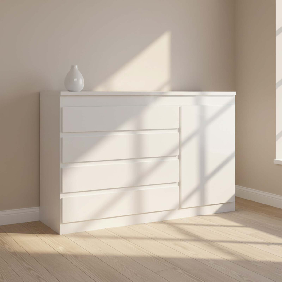 CÓMODA CAJONERA - 4 CAJONES MDF BLANCO ZAPATERA SOUTH 