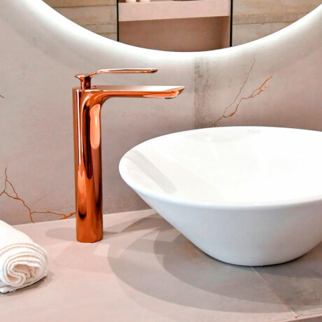 GRIFERIA DE LAVATORIO ALTO LINEA MODENA AQUALIA MONOCOMANDO ROSE GOLD ROSA