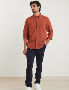 011665 CAMISA DE LINO HARRINGTON LABEL Ladrillo