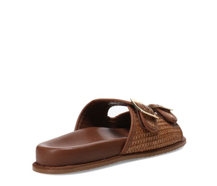 Sandalias de Mujer Bottero Baja Doble Hebilla Marrón Caramelo