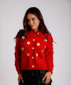 Saco Clarisse bordó con flores de colores