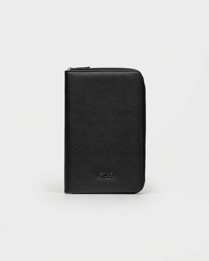 Billetera Travel en Efecto Cuero Saffiano Negro