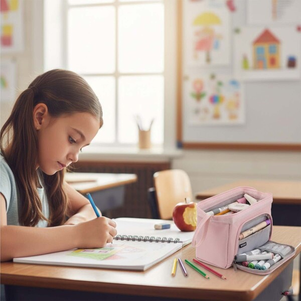 Cartuchera Escolar Liceal Organizador 22cm Gran Capacidad Color Rosado