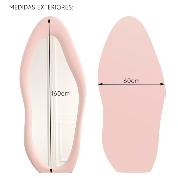 Espejo Mango, Cuerpo Entero, Forma Irregular ROSADO