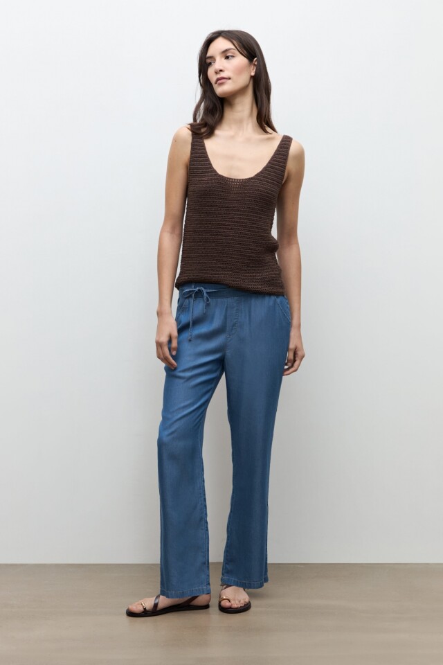Pantalon recto Lyocell jean medio