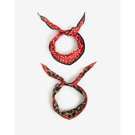 Set De Pañuelos De Raso Rojo Medio