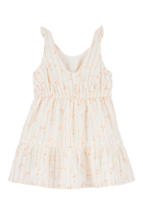 Vestido de algodón, con lazos y diseño floral Sin color