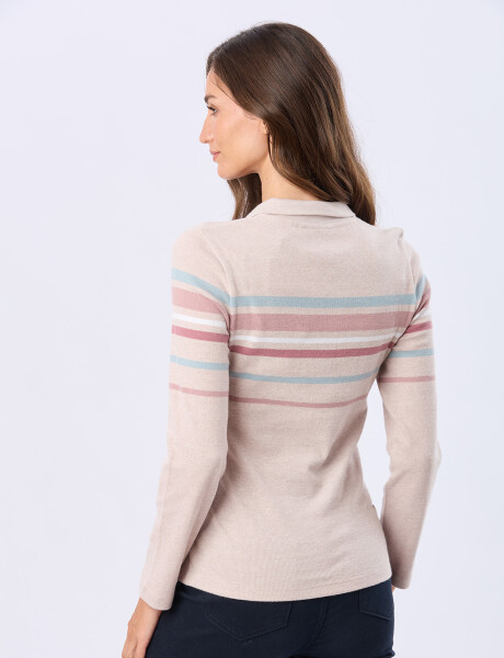 REMERA POLO RAYADA Beige