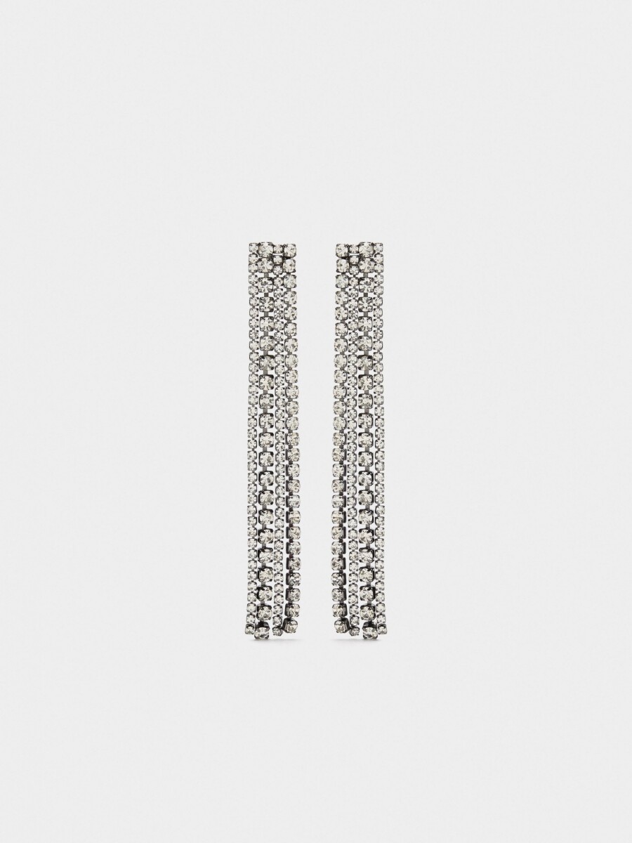 Pendientes Largos De Cadenas Con Cristales plateado