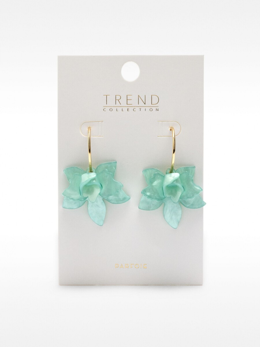 Aros Abiertos Con Maxi Flor azul