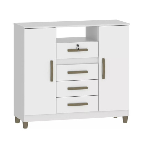 Cómoda cajonera 4 cajones 2 puertas - Con llave BLANCO