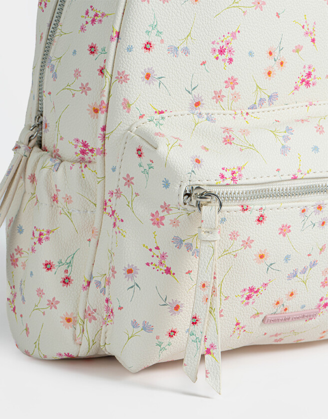 Mochilas Urbanas Color Block Mochila Con Charms - Estampado Flores