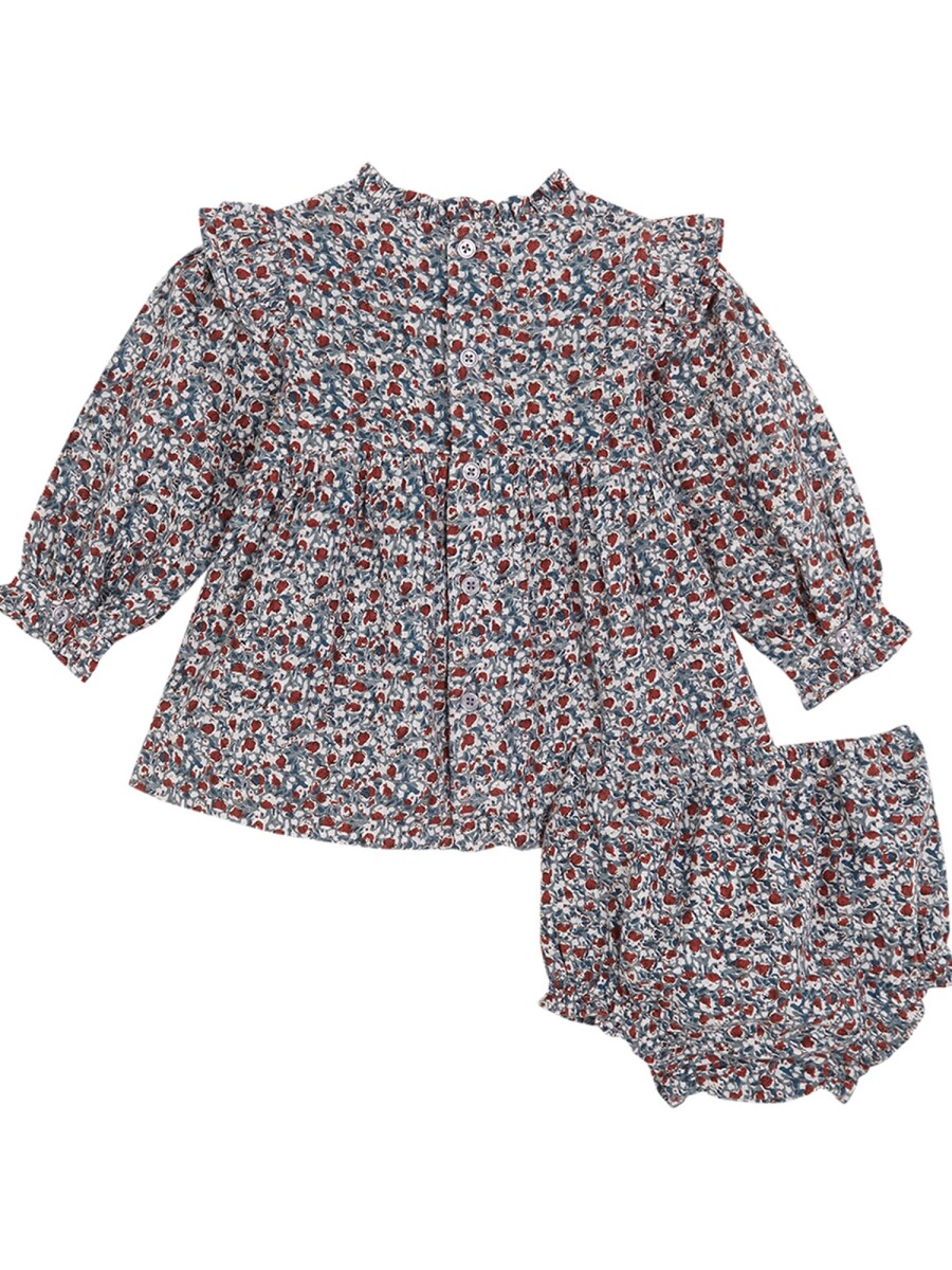 Vestido Estampado De Flores Azulado