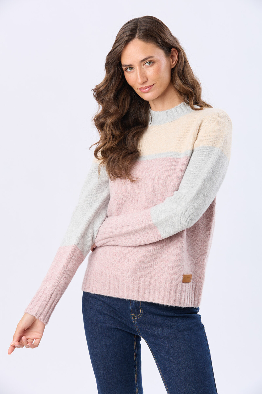 BUZO TEJIDO COMBINADO ROSA