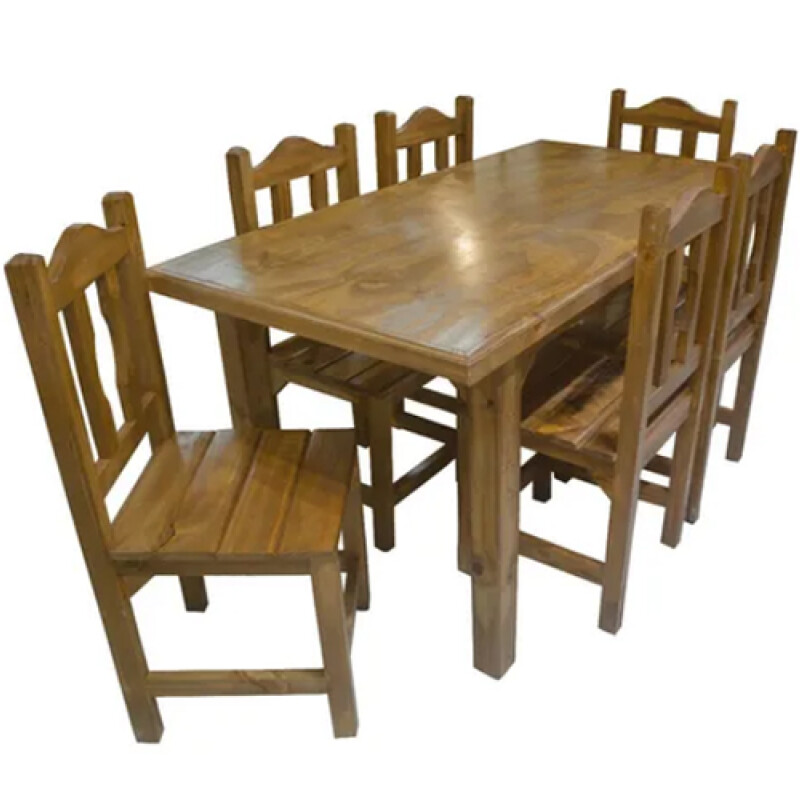 JGO DE COMEDOR TMAX 6 SILLAS PINO LUSTRADO -Sin Garantia N/A