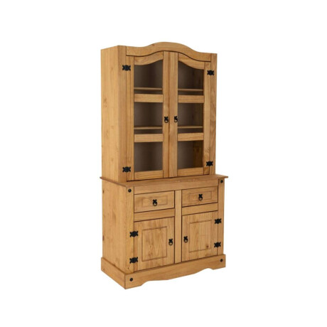 Cristalero 4 Puertas Madera Maciza Linea Mexicana Natural