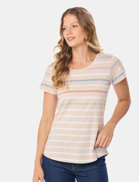 REMERA RAYADA Beige