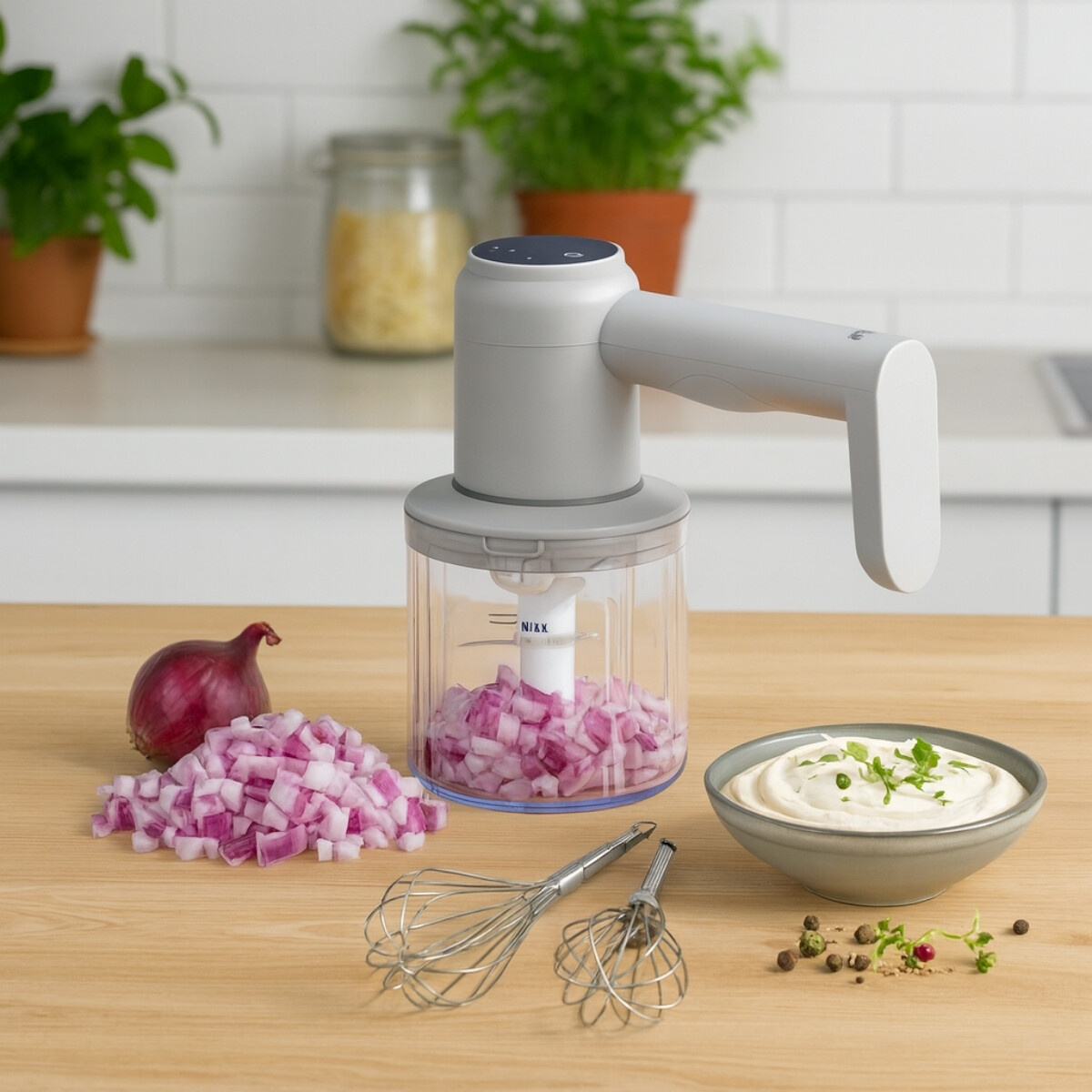 Mini Chopper Inalambrico 300 Ml Carga Usb Picador Y Batidor ADE 