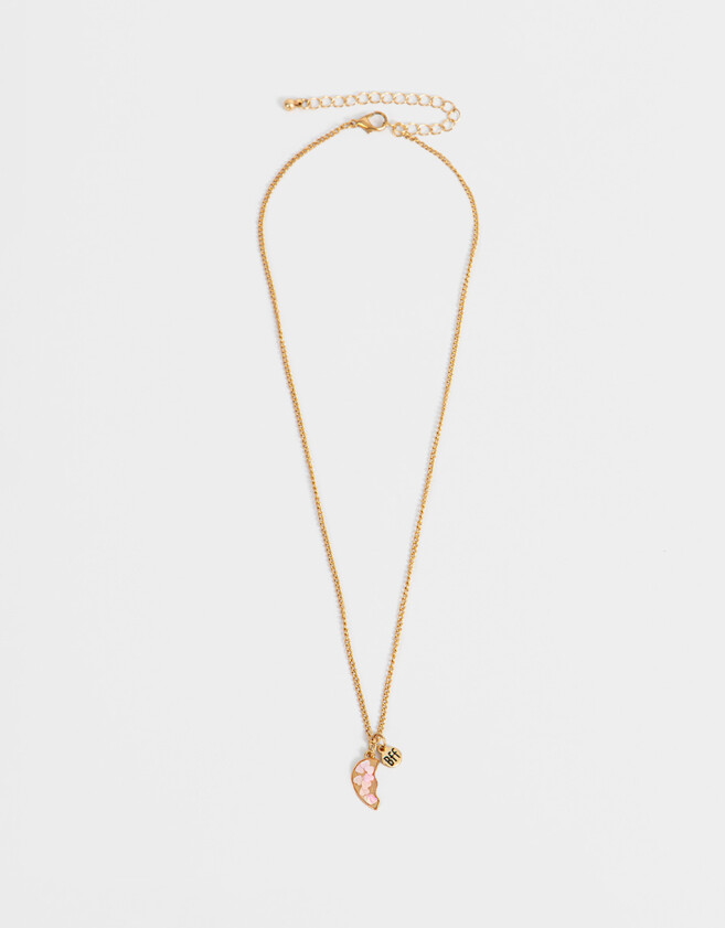 Collares Infantiles Con corazón Set De Collares Para Compartir Bff Corazón - Dorado