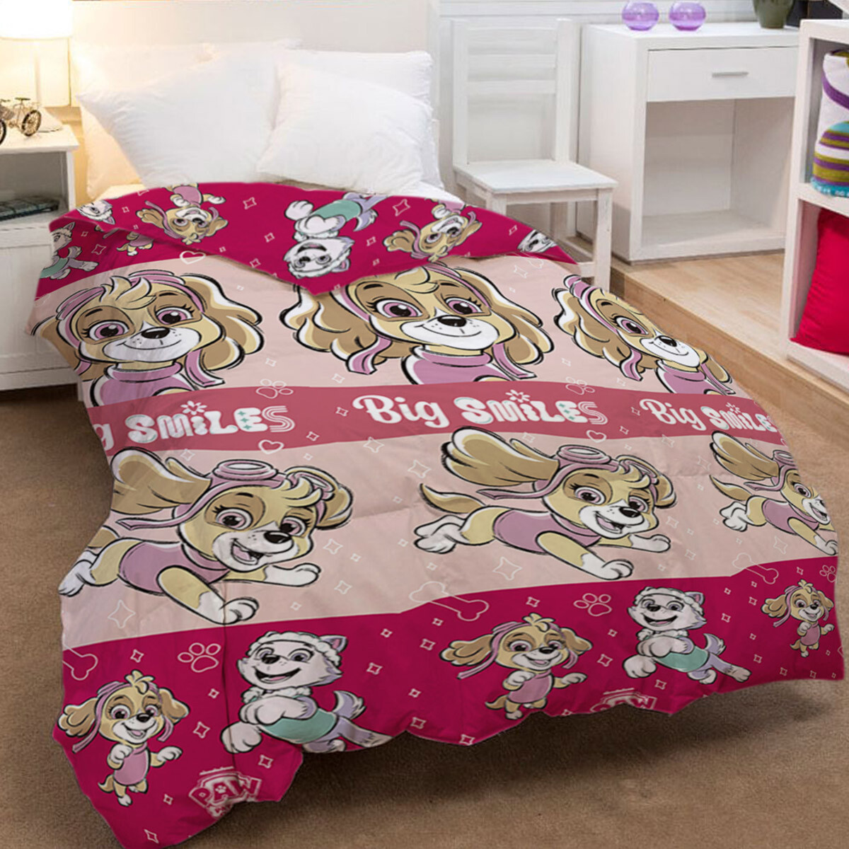Acolchado Infantil Paw Patrol Microfibra 1 Plaza - CORAL 