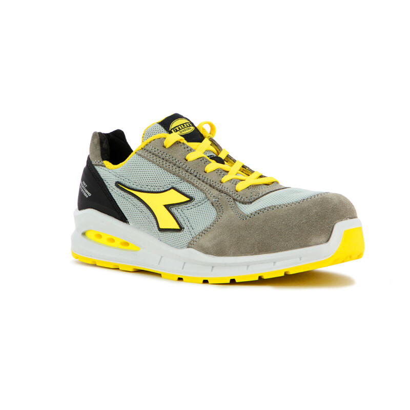 Diadora Safety Shoes Upper Pu Outsole Run Net Ab Low S1ps Fo Sr Gris-plateado