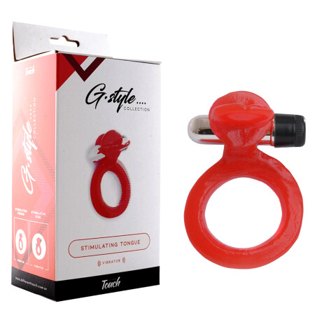 Anillo Estimulador Lenguita Con Vibrador Rojo